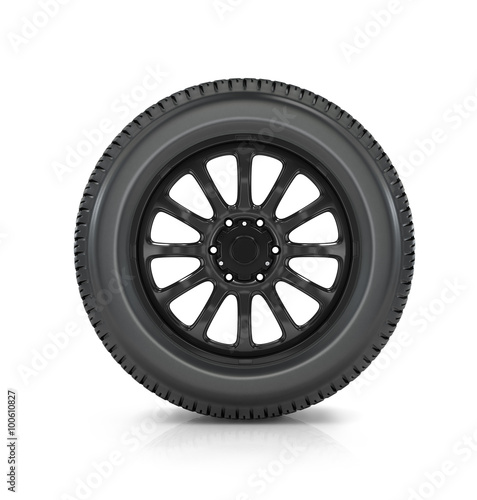 Car wheel on white background