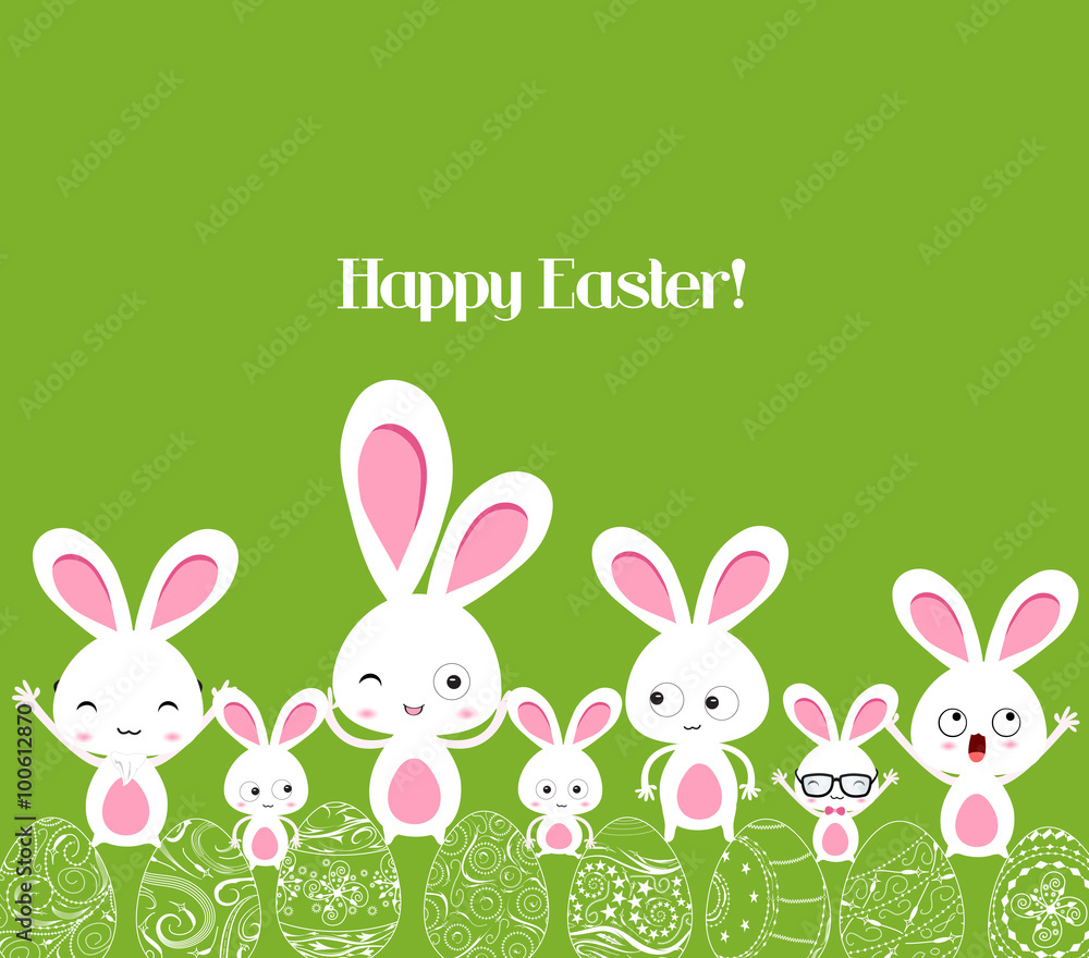 happy easter rabbit and eggs background happy easter rabbit and eggs background
