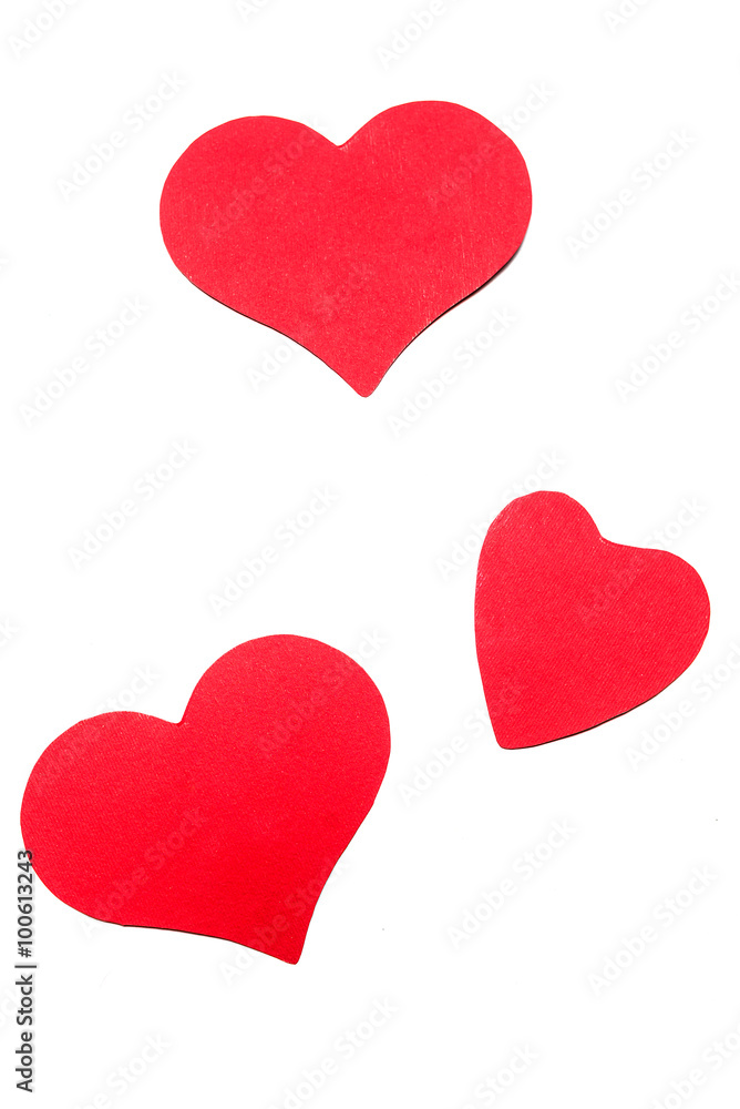 Three red paper hearts