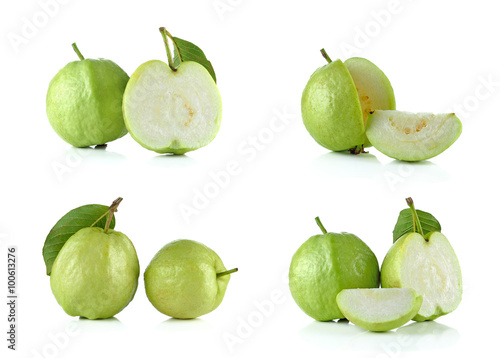 Set of guava fruit isolated on white background
