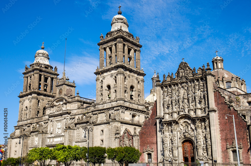 Detail view of Cathedral Metropolitana in Mexico city Detail view of Cathedral Metropolitana in Mexico city