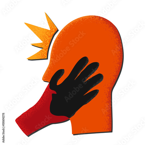 red head with black hand