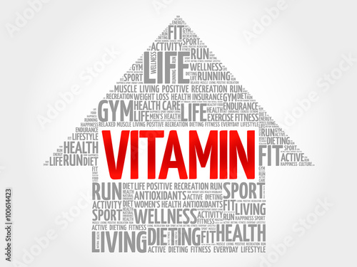 VITAMIN arrow word cloud, health concept