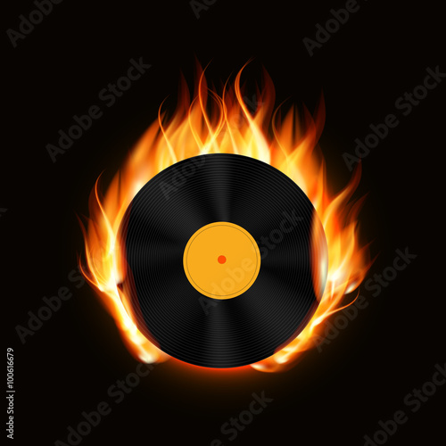 Abstract Music Background with Fire Vector Illustration