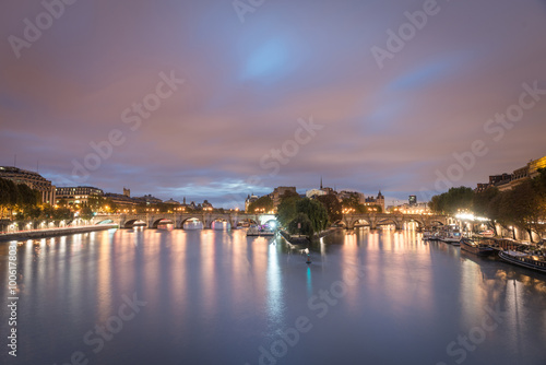View of River Seine and Cite Island in Paris, early morning