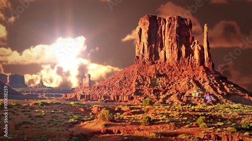 Monument Valley Utah During a Sunset in Time lapse