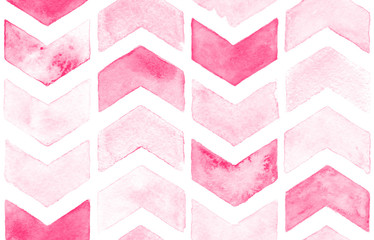 Papier peint photo Chevron patrons Chevron rose aquarelle fond blanc  © irache