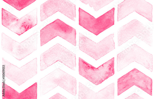 Pink chevron with white background. Watercolor seamless pattern for fabric