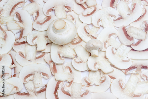 Background of sliced button mushrooms