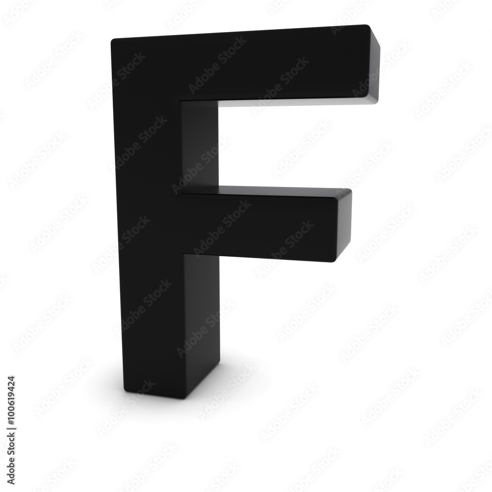 Black Capital F - 3D Letter F Isolated on white Black Capital F - 3D Letter F Isolated on white