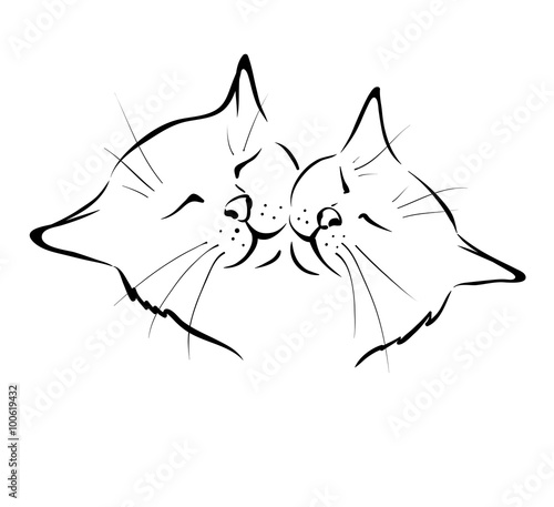 Valentine card -- love cats, vector illustration