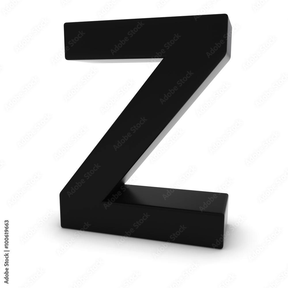 Black Capital Z - 3D Letter Z Isolated on white Black Capital Z - 3D Letter Z Isolated on white
