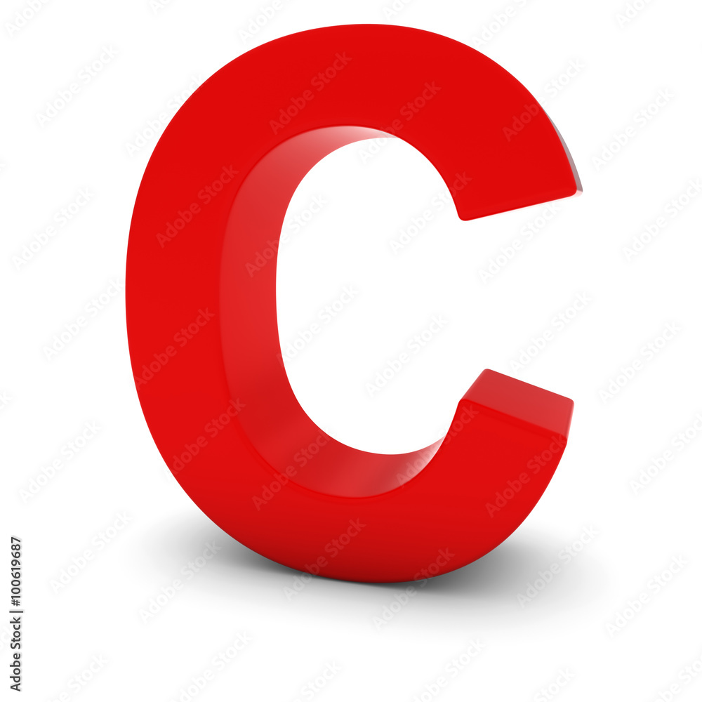 Red Capital C - 3D Letter C Isolated on white Red Capital C - 3D Letter C Isolated on white