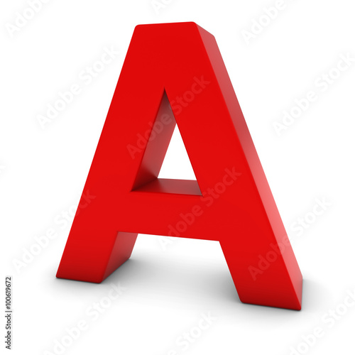 Red Capital A - 3D Letter A Isolated on white