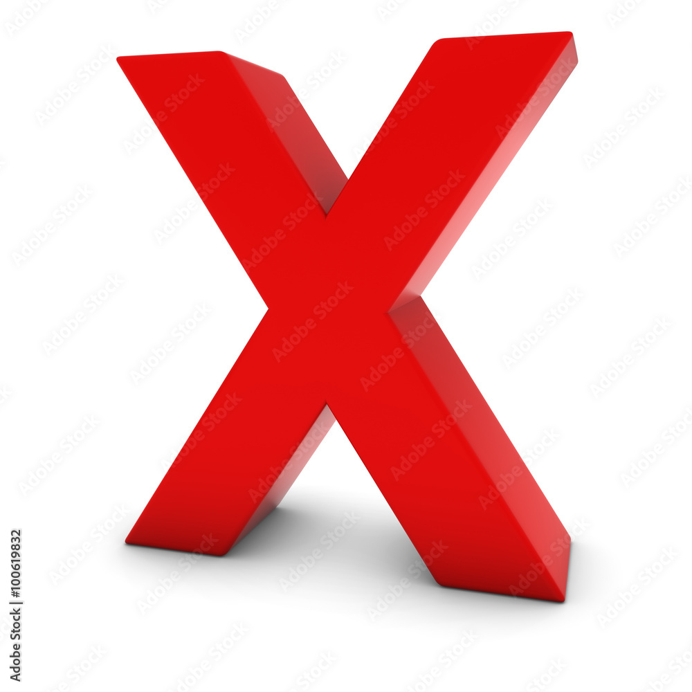 Red Capital X - 3D Letter X Isolated on white Red Capital X - 3D Letter X Isolated on white