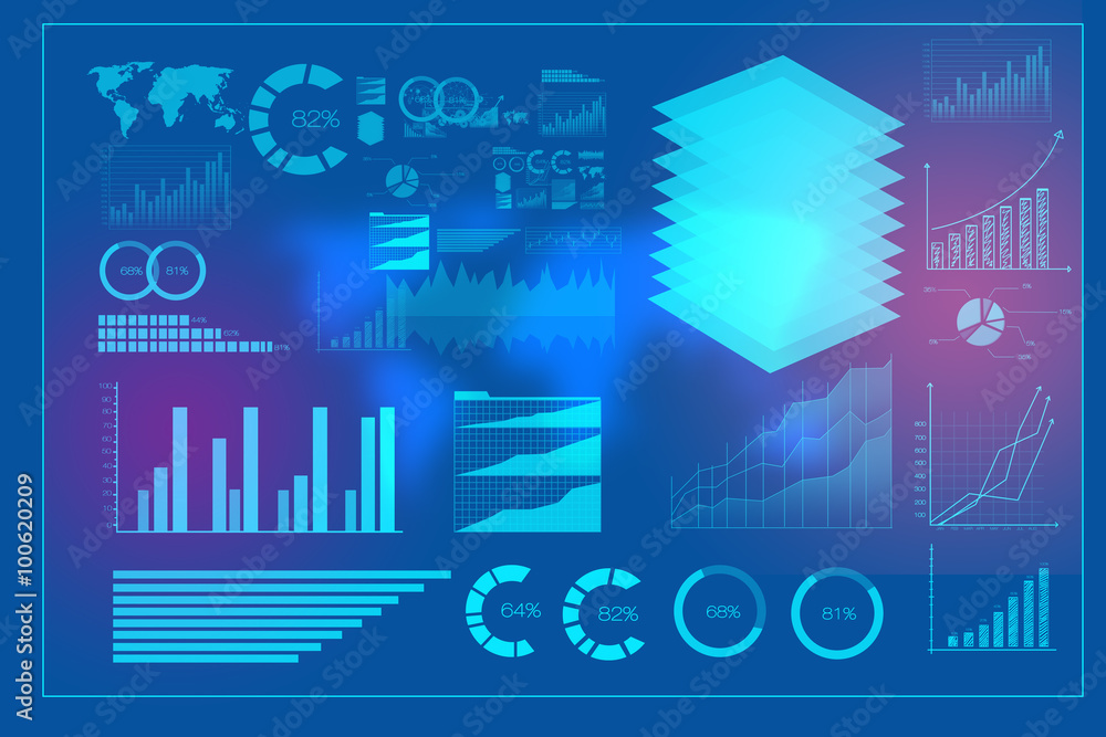 Abstract diagrams on blue background Abstract diagrams on blue background