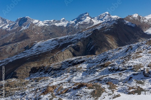 Amazing winter view of Swiss Alps, Canton of Valais, Switzerland 