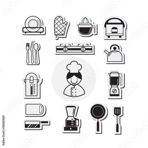 Kitchen icons set, Chef icon set