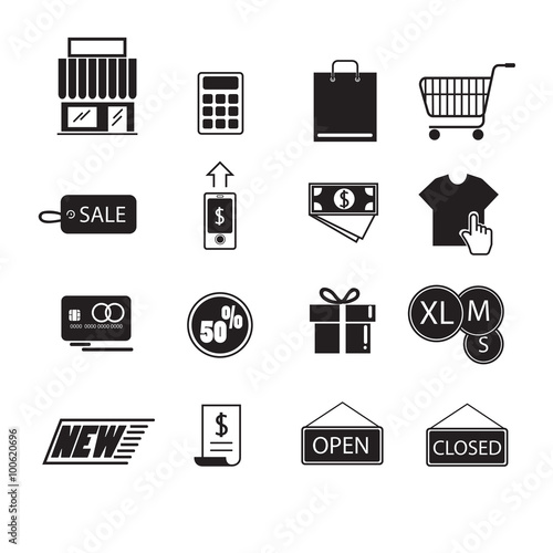 Shopping Icon Set. Vector illustration.