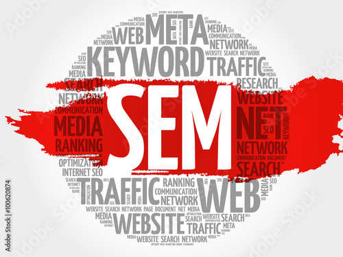 SEM - Search Engine Marketing word cloud, business concept
