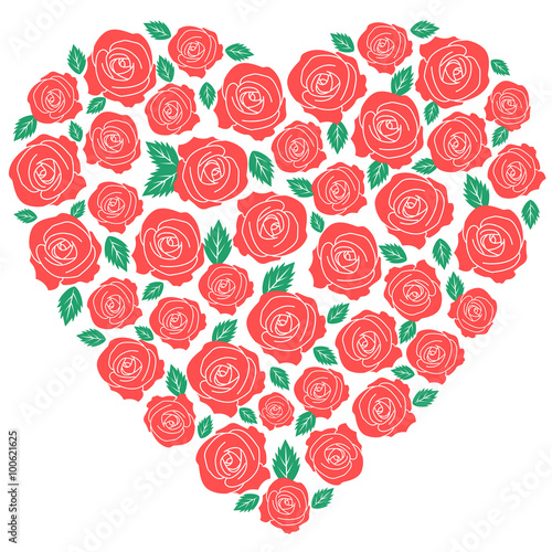 Red roses heart design