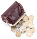 Small leather purse for coins.