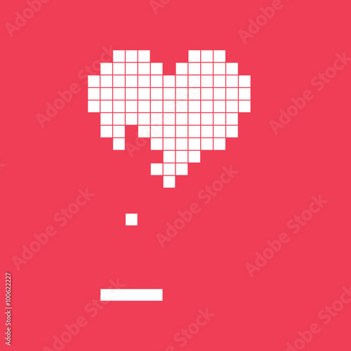 Valentines day card. Video game pixel heart. Retro vintage design. Editable vector. 