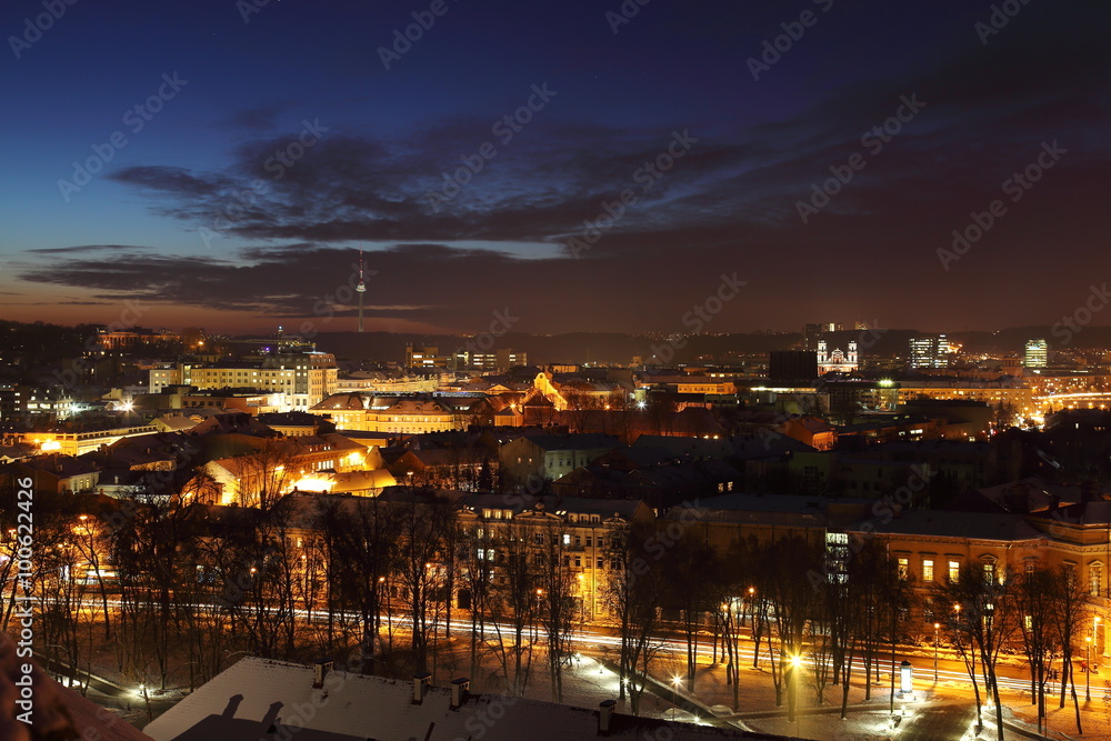 Vilnius from Gediminas Hill in the evening