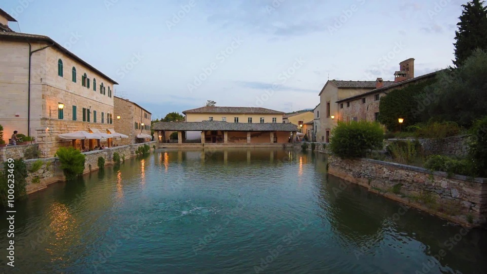 Medieval thermal baths in village Bagno Vignoni, Tuscany, Italy Medieval thermal baths in village Bagno Vignoni, Tuscany, Italy