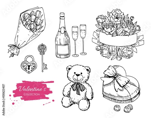 Vector Valentines day collection. Hand drawn