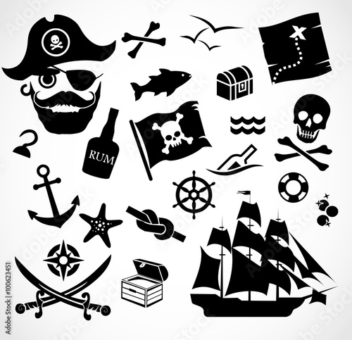 Pirate icon set vector