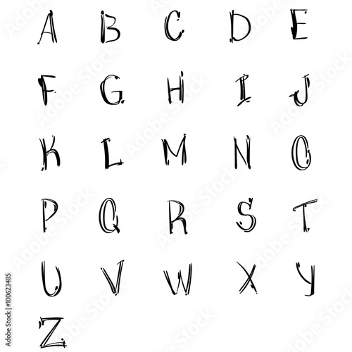Alphabet Letters Collection Sketch Hand Drawn