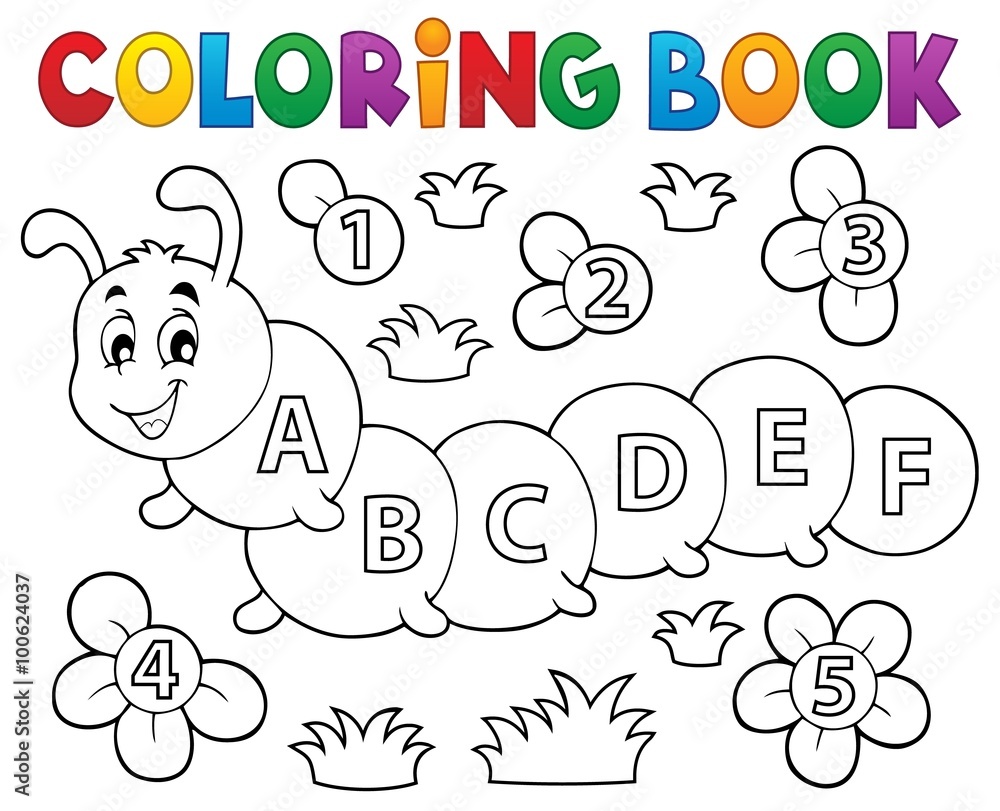 Coloring book caterpillar with letters
