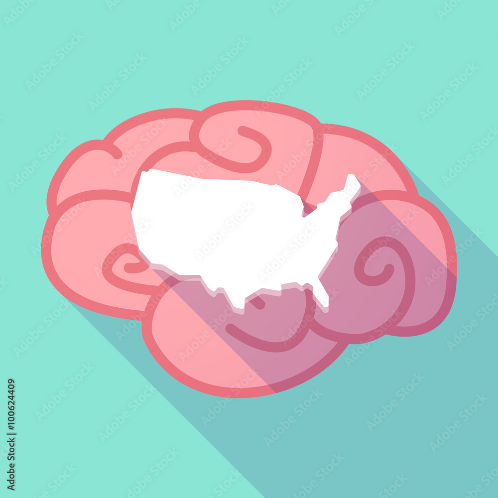 Long shadow brain with  a map of the USA