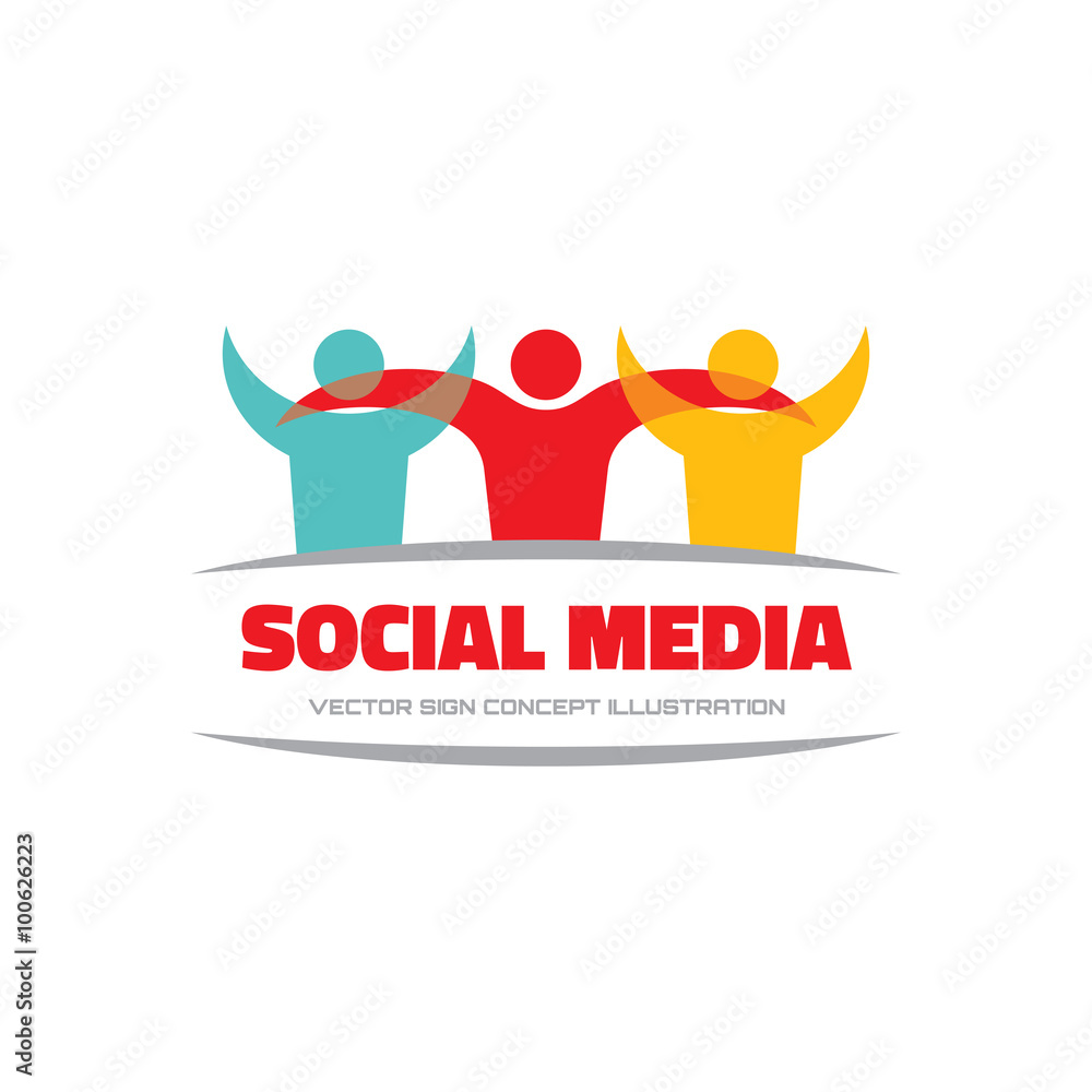 Social media - vector logo concept illustration. Human character logo. People logo. Abstract people logo. Vector logo template. Design element. Social media - vector logo concept illustration. Human character logo. People logo. Abstract people logo. Vector logo template. Design element.