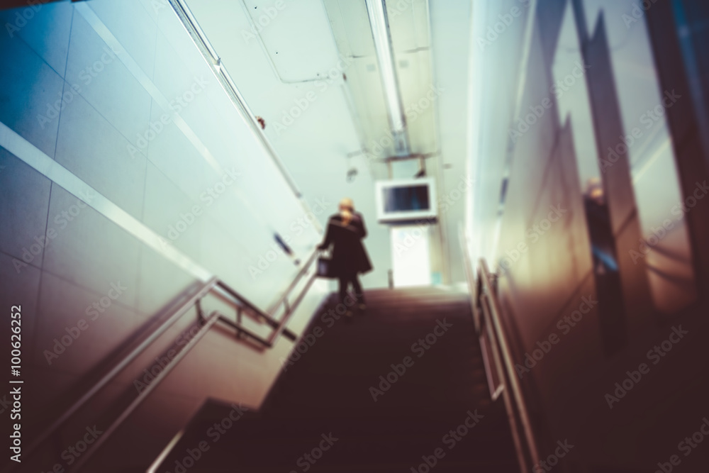 custom made wallpaper toronto digitalBlurred defocused vintage filtered person going downstairs in a