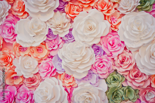 Colorful flowers paper background pattern