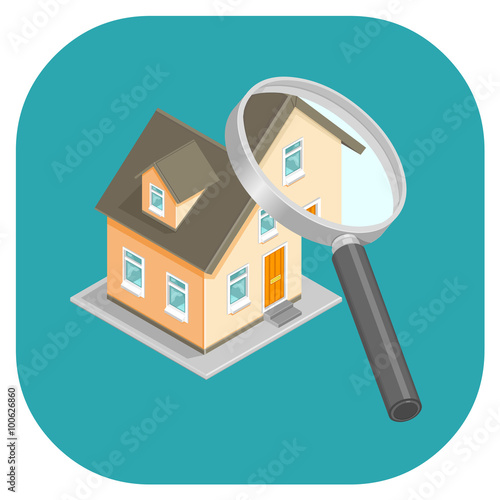 Isometric vector icon illustration of a house.
Generic modern home icon concept of a home examination or test.