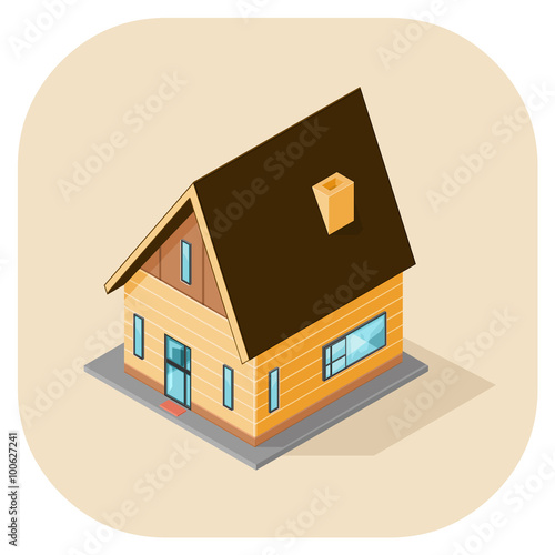 Isometric vector icon illustration of a cabin house.
Generic modern home icon concept for a holiday home.