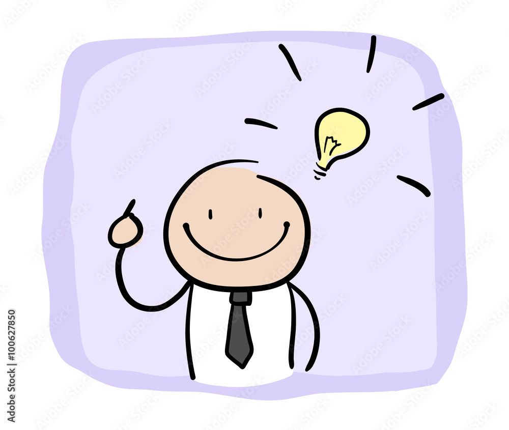 Innovation, a hand drawn vector doodle illustration of a stick figure with an idea for innovation. Innovation, a hand drawn vector doodle illustration of a stick figure with an idea for innovation.