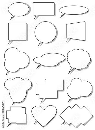 Collection of comic book speech bubbles. 