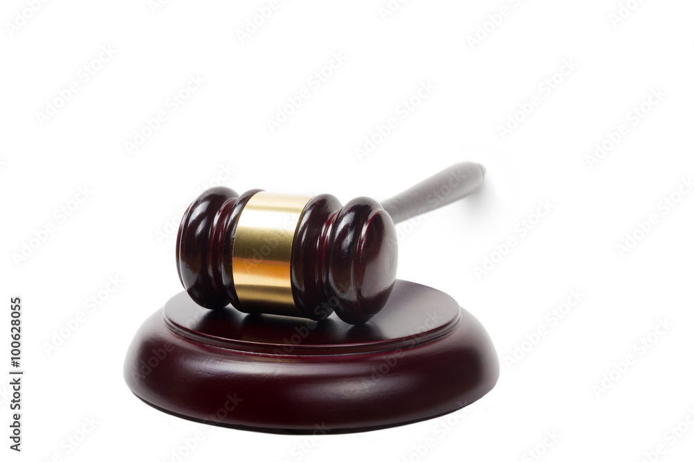 Law concept - Wooden judges gavel isolated on white background