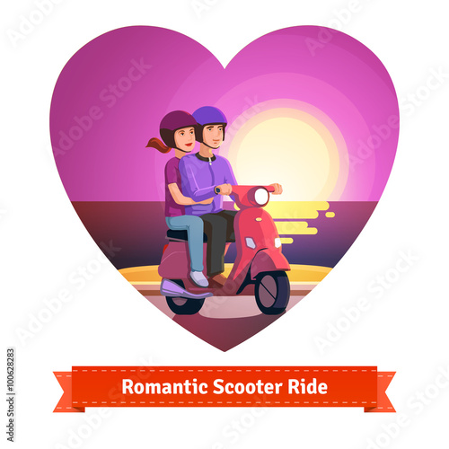 Couple on scooter having a romantic ride