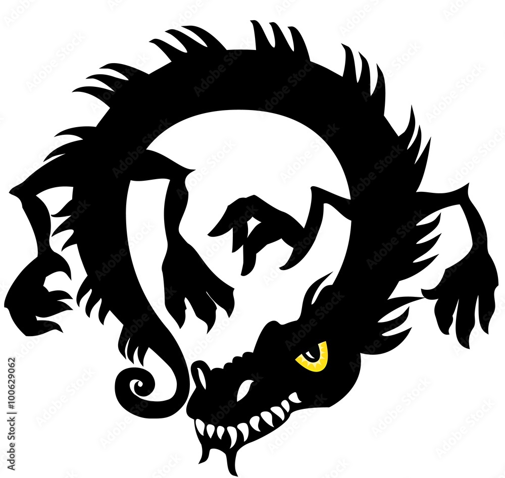 Fototapeta premium chinese dragon silhouette vector illustration