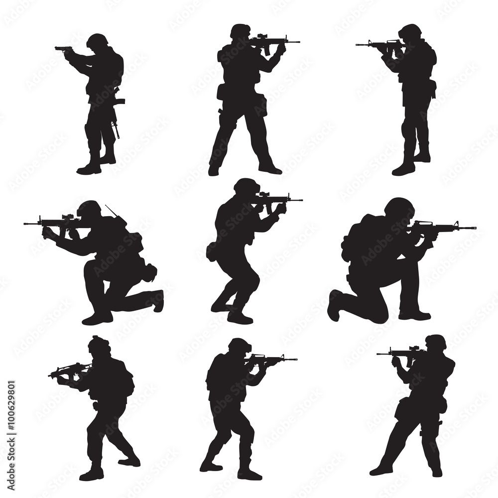 Soldier Silhouettes Stock Vector | Adobe Stock