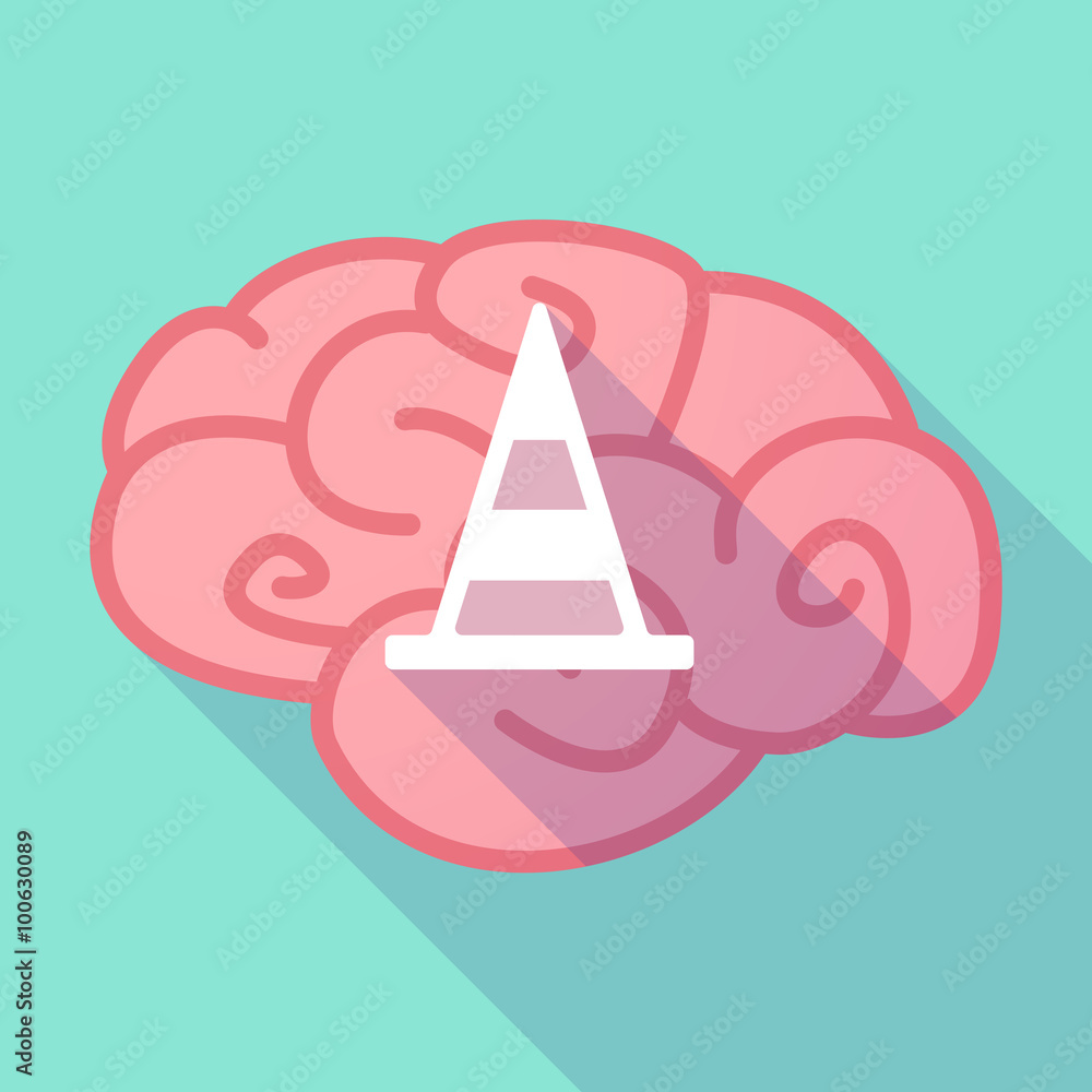 Long shadow brain with a road cone Long shadow brain with a road cone