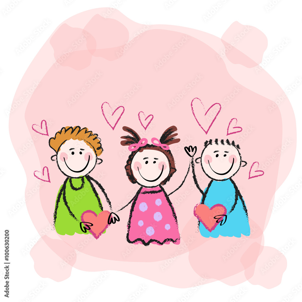 People Group Sketch Heart Shape Holding Hands People Group Sketch Heart Shape Holding Hands