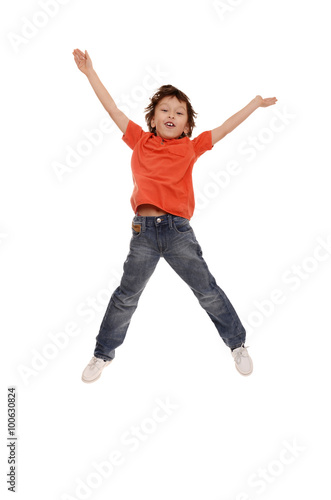 young asian boy on white background