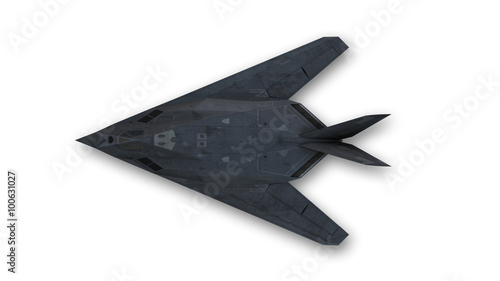 Εκτύπωση καμβά Stealth aircraft, military plane isolated on white background, top view