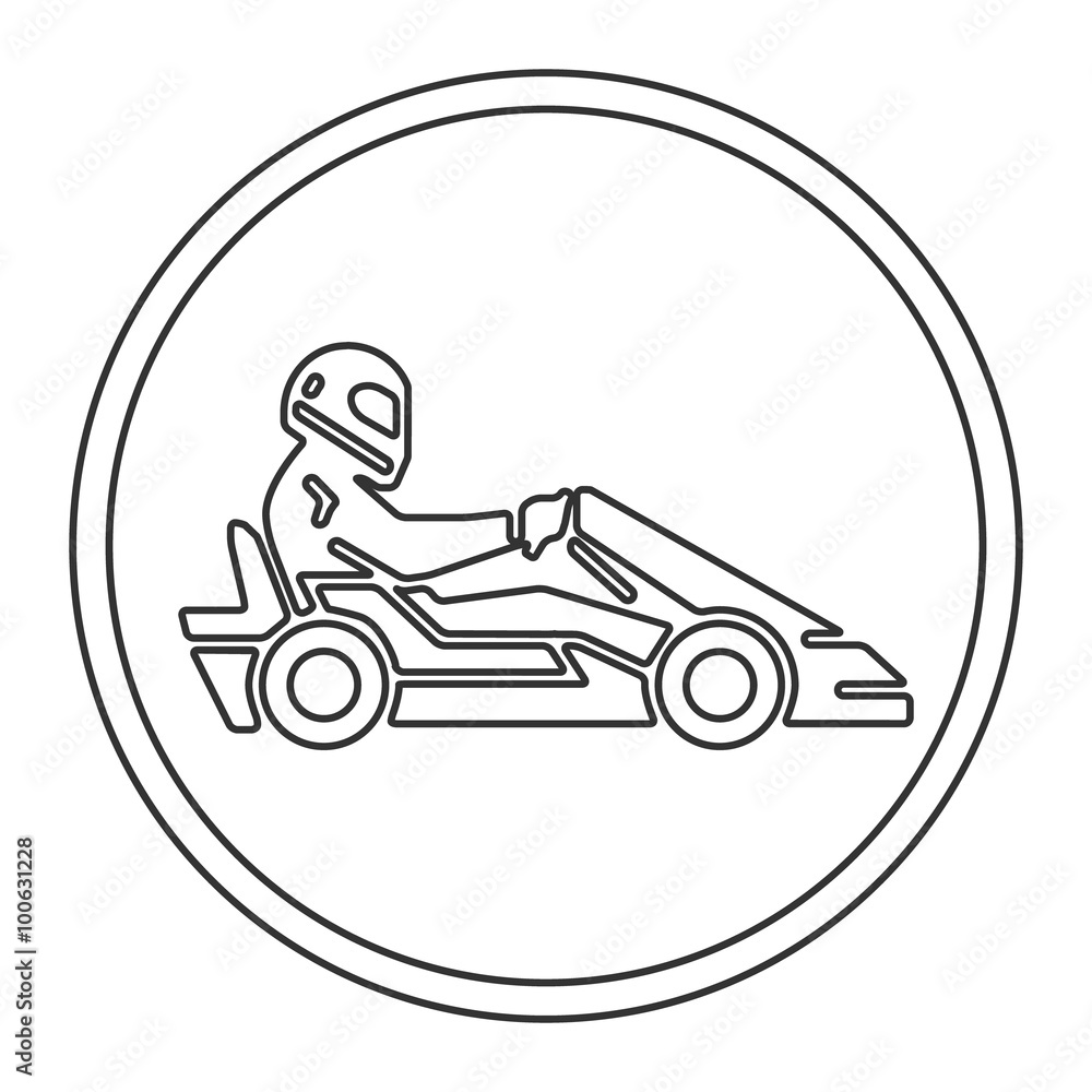 Vector line and flat karting logo and symbol